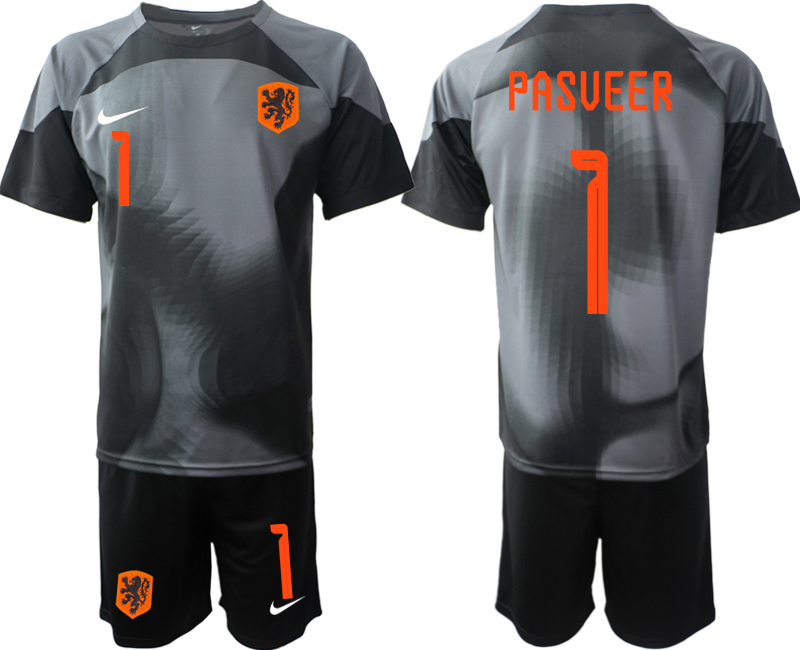 Men 2022 World Cup National Team Netherlands black goalkeeper #1 Soccer Jersey-0